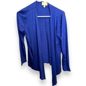 Womens Cardigan Sweater Medium Royal Blue Open Front Drape Liz Lange
